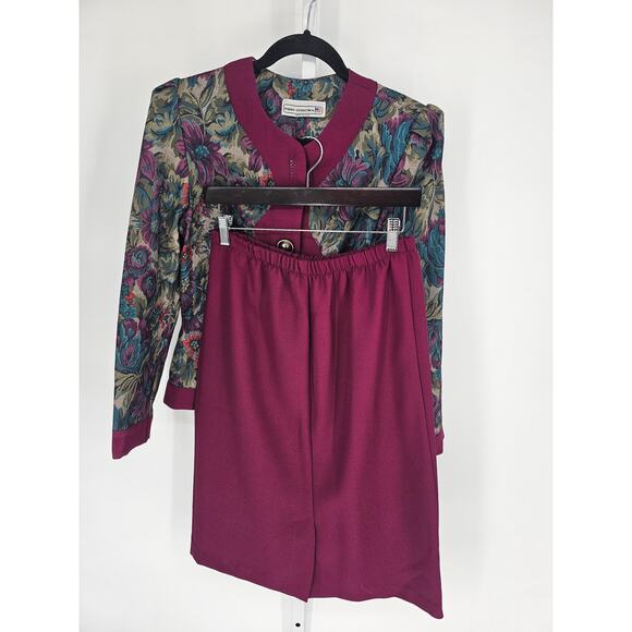 Vintage 1980s Pablo Collection Womens Sz M Skirt Suit Bold Floral Print - Picture 1 of 7